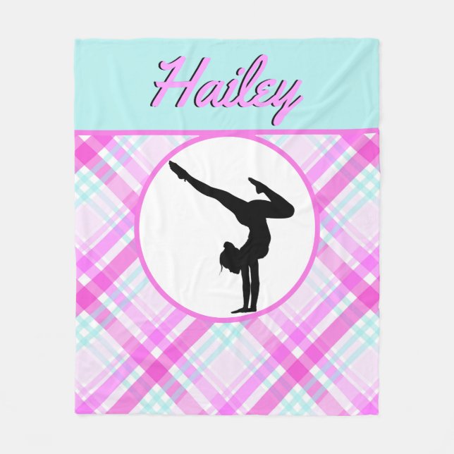 Girls Gymnastics Pastel Pinks and Teals Fleecefilt (Framsidan)