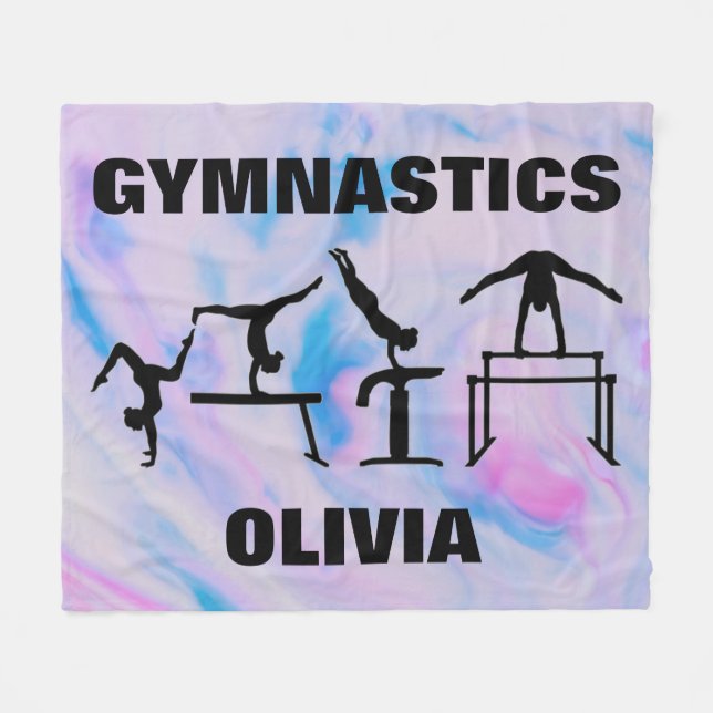 Girls Gymnastics Pastel Swirls Fleecefilt (Framsidan (Horisontell))