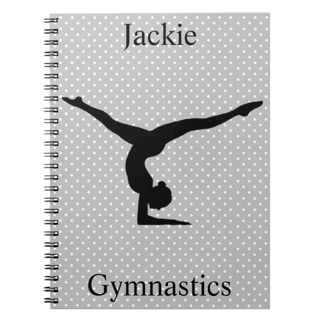 Girls Gymnastics Polka Dot-anteckningsbok Anteckningsbok (Framsidan)