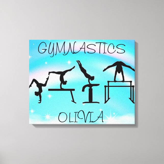 Girls Gymnastics Rainbow Swirls Canvastryck (Framsida)