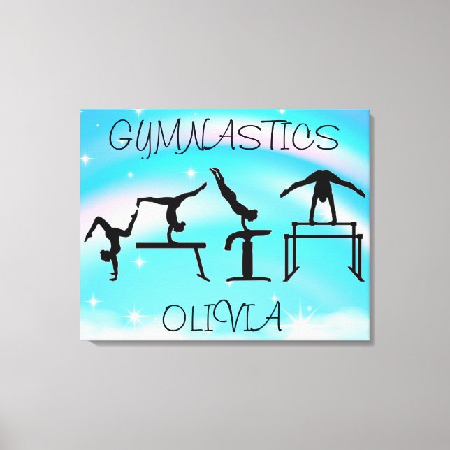 Girls Gymnastics Rainbow Swirls Canvastryck (Framsida)