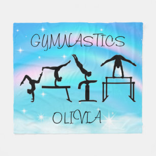 Girls Gymnastics Rainbow Swirls Fleece Blanket