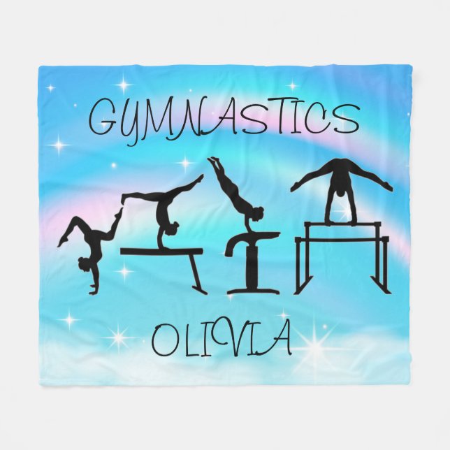 Girls Gymnastics Rainbow Swirls Fleece Blanket (Framsidan (Horisontell))