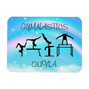 Girls Gymnastics Rainbow Swirls Magnet