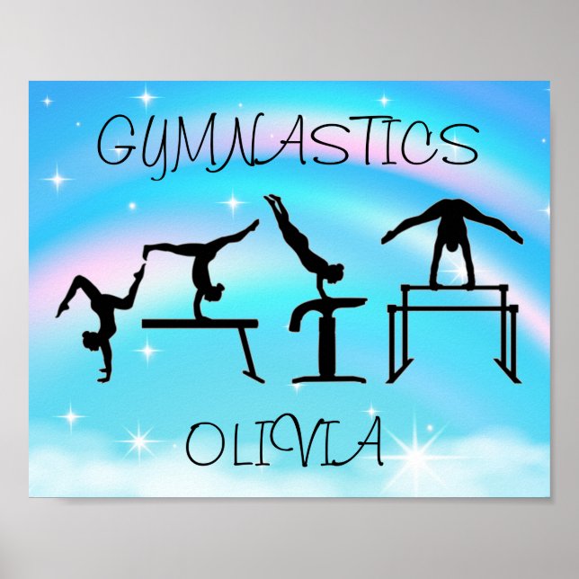 Girls Gymnastics Rainbow Swirls Poster (Framsidan)