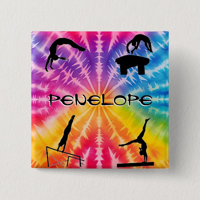 Girls Gymnastics Rainbow Tie-Dye Knapp (Framsida)