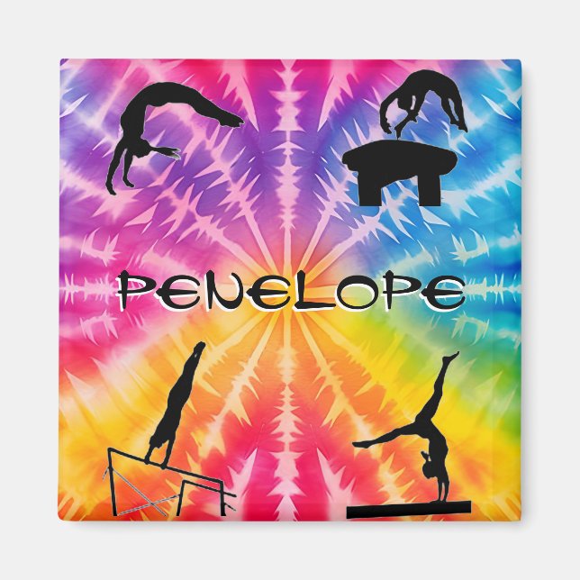 Girls Gymnastics Rainbow Tie-Dye Magnet (Framsidan)