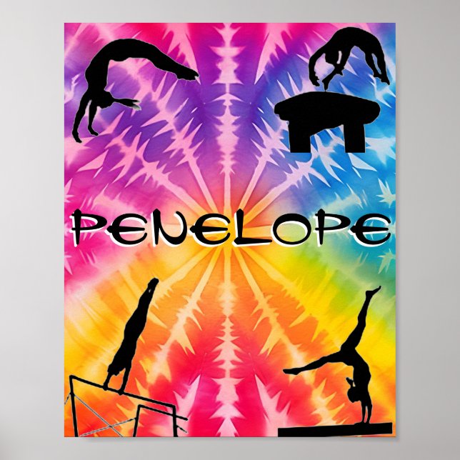 Girls Gymnastics Rainbow Tie-Dye Poster (Framsidan)