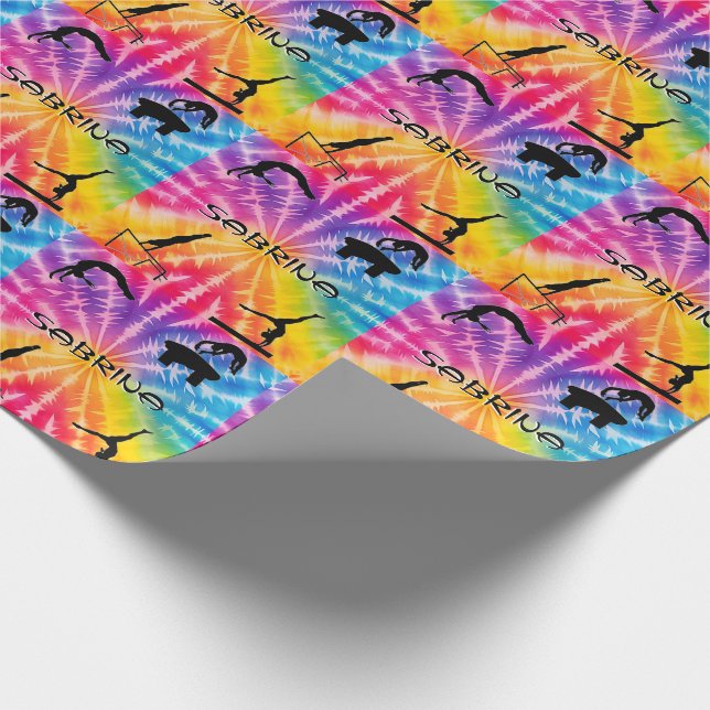 Girls Gymnastics Rainbow Tie-Dye Presentpapper (Hörn)