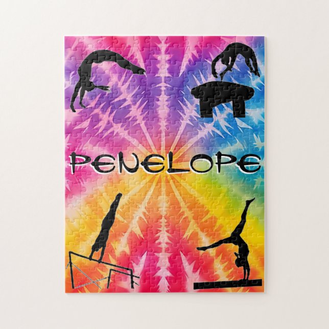 Girls Gymnastics Rainbow Tie-Dye Pussel (Vertikal)