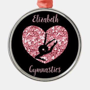 Girls Gymnastics Ro Guld Personlig Julgransprydnad Metall