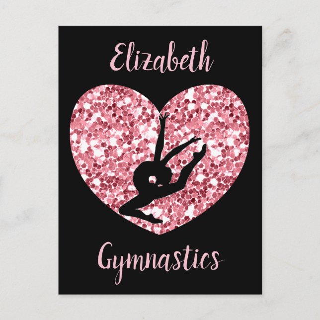 Girls Gymnastics Ro Guld Personlig Vykort (Framsida)