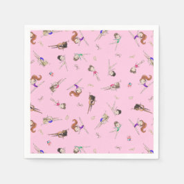 Girls Gymnastics Rosa Födelsedagsfest Pappersservett