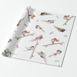 Girls Gymnastics Rosa Lila Rainbow Mönster Presentpapper