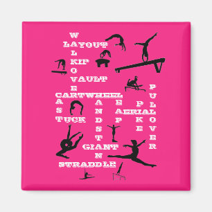 Girls Gymnastics Skills Crossword Rosa Magnet