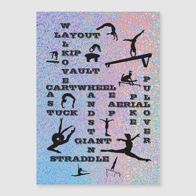 Girls Gymnastics Skills Crossword Shiny Silver (Framsida)