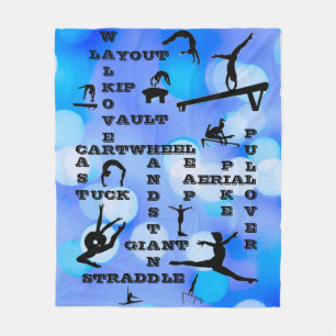 Girls Gymnastics Skills Crosswords Blue Fleecefilt