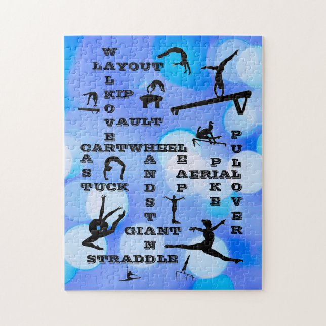 Girls Gymnastics Skills Crosswords Blue Pussel (Vertikal)