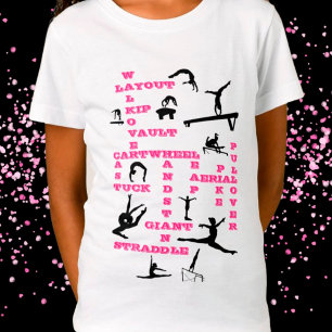 Girls Gymnastics Skills Crosswords T-Shirt