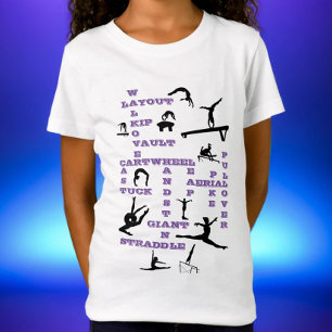 Girls Gymnastics Skills Lila Crosswords T-Shirt