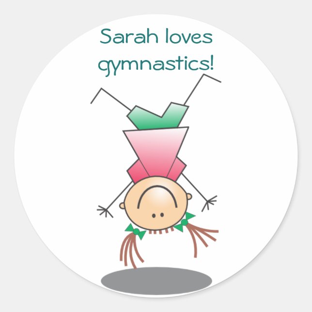 Girls Gymnastics Stickers Runt Klistermärke (Framsida)