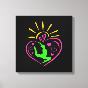 Girls Gymnastics - Summer Sunshine Heart Canvastryck