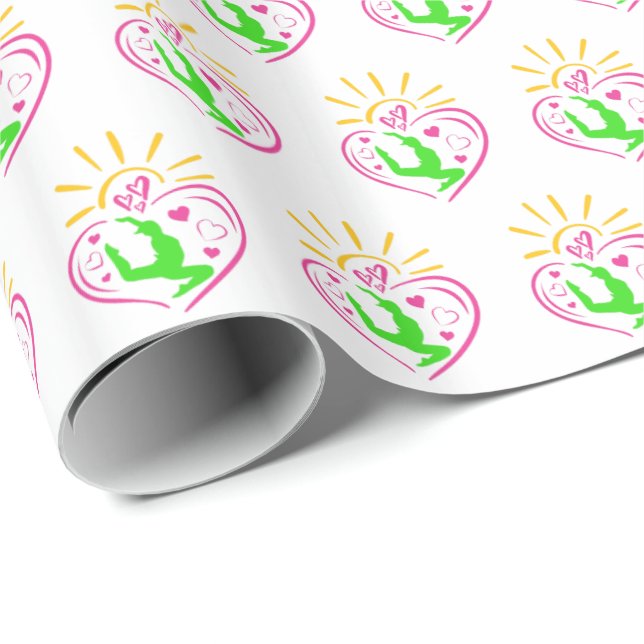 Girls Gymnastics - Summer Sunshine Heart Presentpapper (Rullad Hörn)