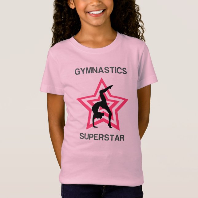 Girls Gymnastics Superstar Back Walkover T-Shirt (Framsida)