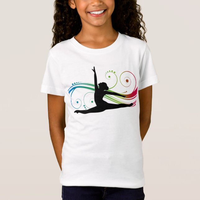 Girls Gymnastics Swirls T-Shirt (Framsida)