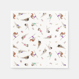 Girls Gymnastics White Födelsedagsfest Pappersservett