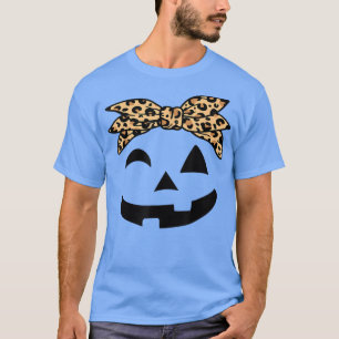 Girls Halloween Women s, Jack o lantern Leopard Pu T Shirt