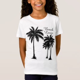 Girls Handflatan Träd Beach Älskare Tropical T Shirt