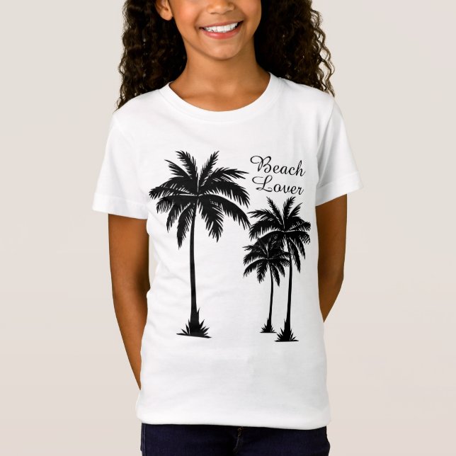 Girls Handflatan Träd Beach Älskare Tropical T Shirt (Framsida)