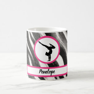 Girls Handstand Zebra tryck Faux Päls Kaffemugg