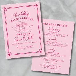 Girls Helg Cocktail Social Klubb Bachelorette Inbjudningar