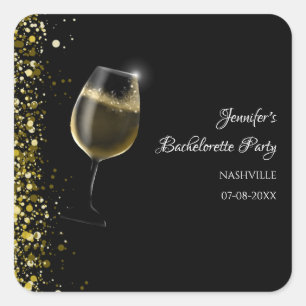 Girls helg guld Mocktail bachelorette Party Fyrkantigt Klistermärke