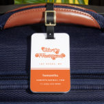 Girls Helg Retro Bachelorette Party Bride Bagagebricka<br><div class="desc">Starta party helg-högerna med den här roligten och retro Girls Helg-bagagetaggen som är perfekt för bachelorette och födelsedagsfester! Innehåller 70 inspirerade daisy för groovisk orange och ett trendig och återmodernt inspirerat teckensnitt. Anpassa enkelt din stad och ditt tillstånd,  namn,  e-post och mobila nummer med hjälp av alternativet för anpassning.</div>