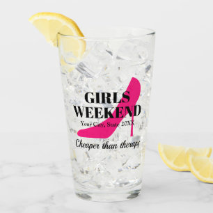 Girls helg rosa stiletto bachelorette party glaskopp