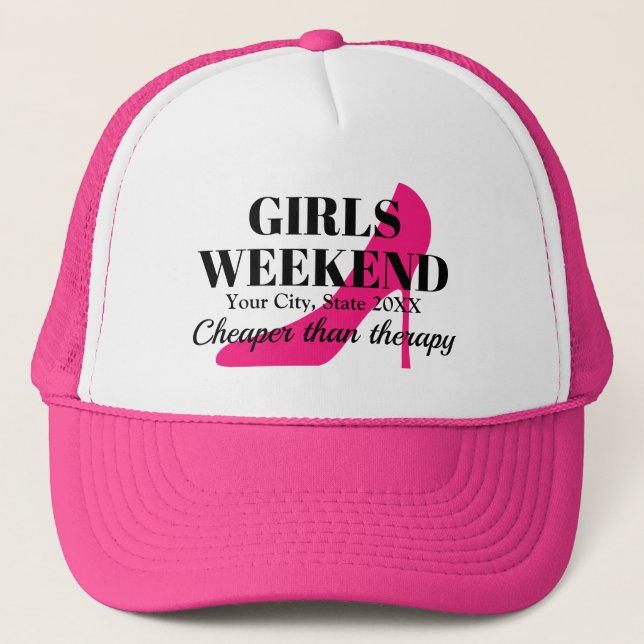 Girls helg rosa stiletto bachelorette party keps (Framsida)