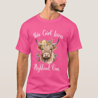 Girls Highland Cow-semester till Skottland T Shirt
