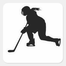 Girls hockey fyrkantigt klistermärke