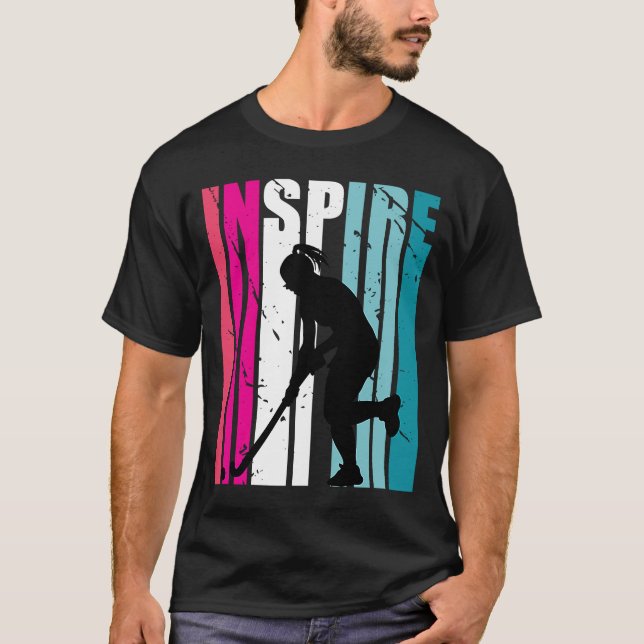 Girls Hockey Inspire Coach Hockey Retro Fält Hock T Shirt (Framsida)