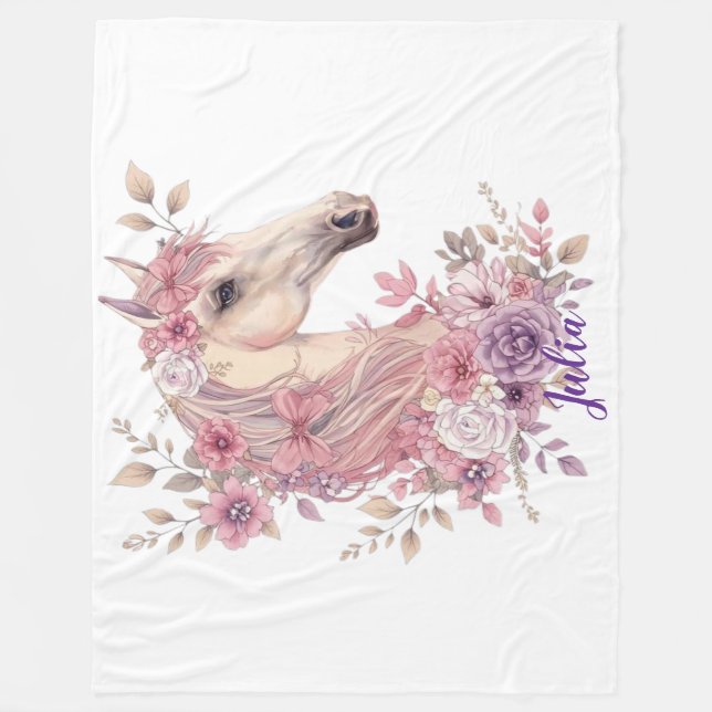 Girls Horse Pastel Fleece Blanket (Framsidan)