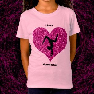 Girls I Kärlek Gymnastics Glitter Heart T-Shirt