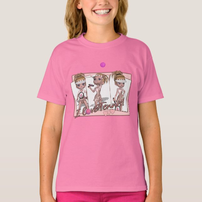 Girls I kärlek Tennis T Shirt - Cute Tennis T (Framsida)