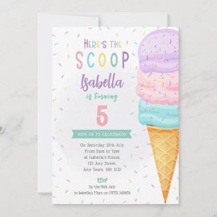 Girls Ice Cream Cone Inbjudan - Rosa Lila Scoop