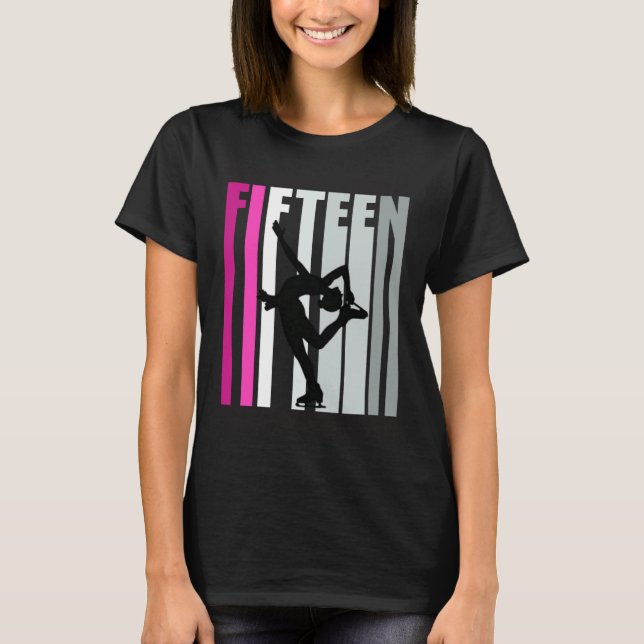 Girls Ice Skating Birthday 15th Ice Skater Queen F T Shirt (Framsida)