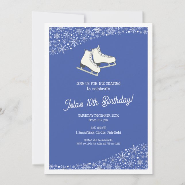 Girls Ice Skating Födelsedagsfest Inbjudningar (Framsida)