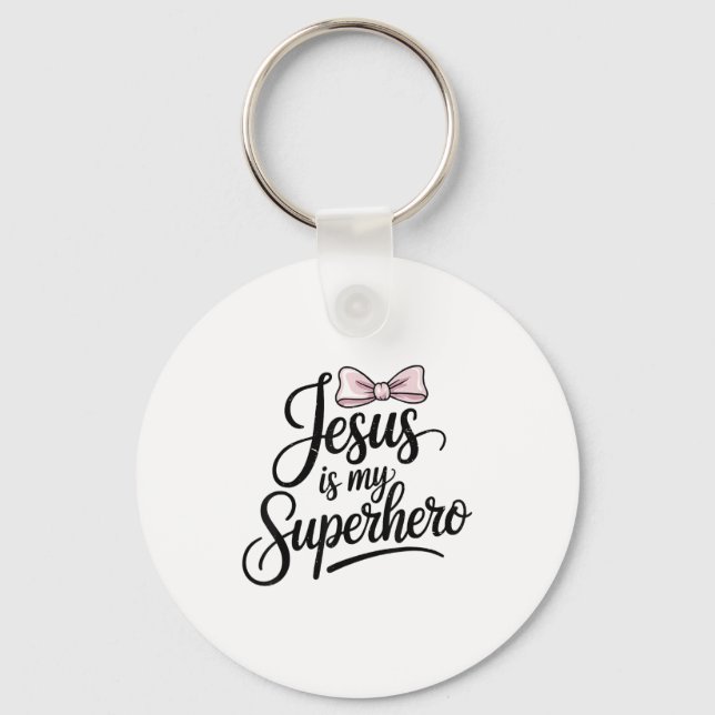 Girls Jesus Is My Superhero Christian Toddler Sist Nyckelring (Framsida)