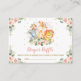 Girls Jungle Safari Vilda djur Diaper Raffle Tilläggskort